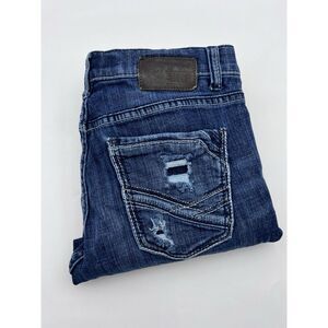 BKE Jeans Men 29R 29x29.5 Alec Straight‎ Thick Stitch Whiskered Denim Distressed